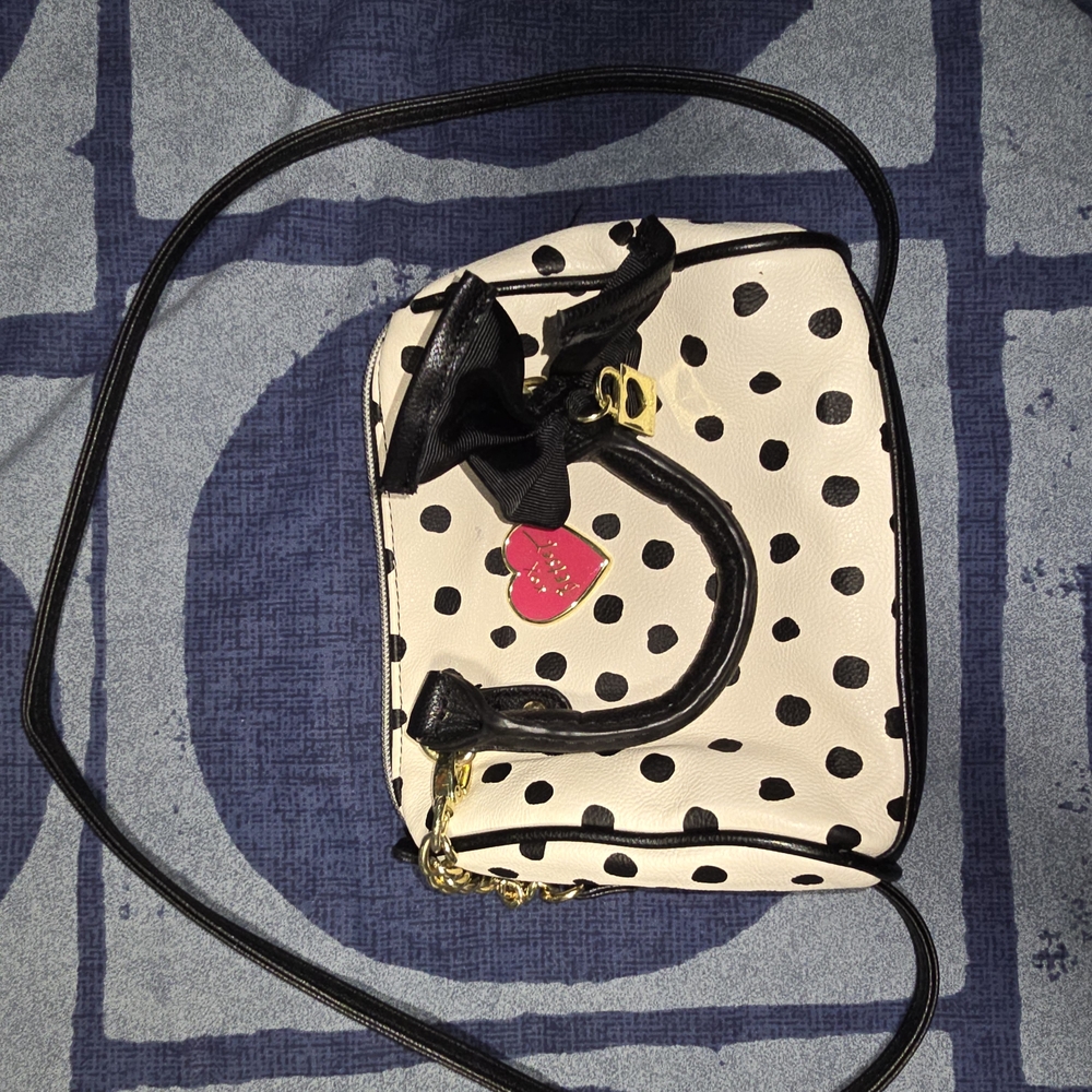 Polka Dot Crossbody Bag with Black Accents